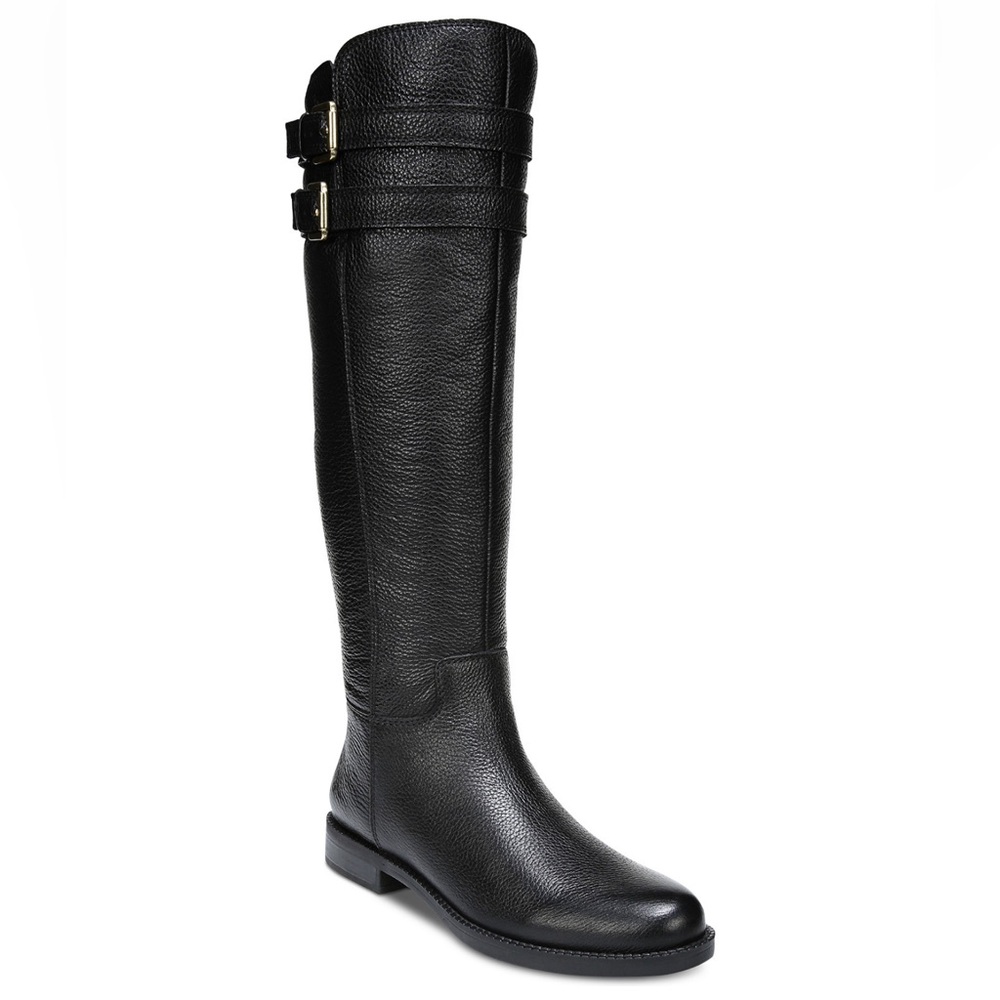 Franco‎ Sarto Christoff Buckle Zipper Knee High Riding Boots Black Size 9 Office